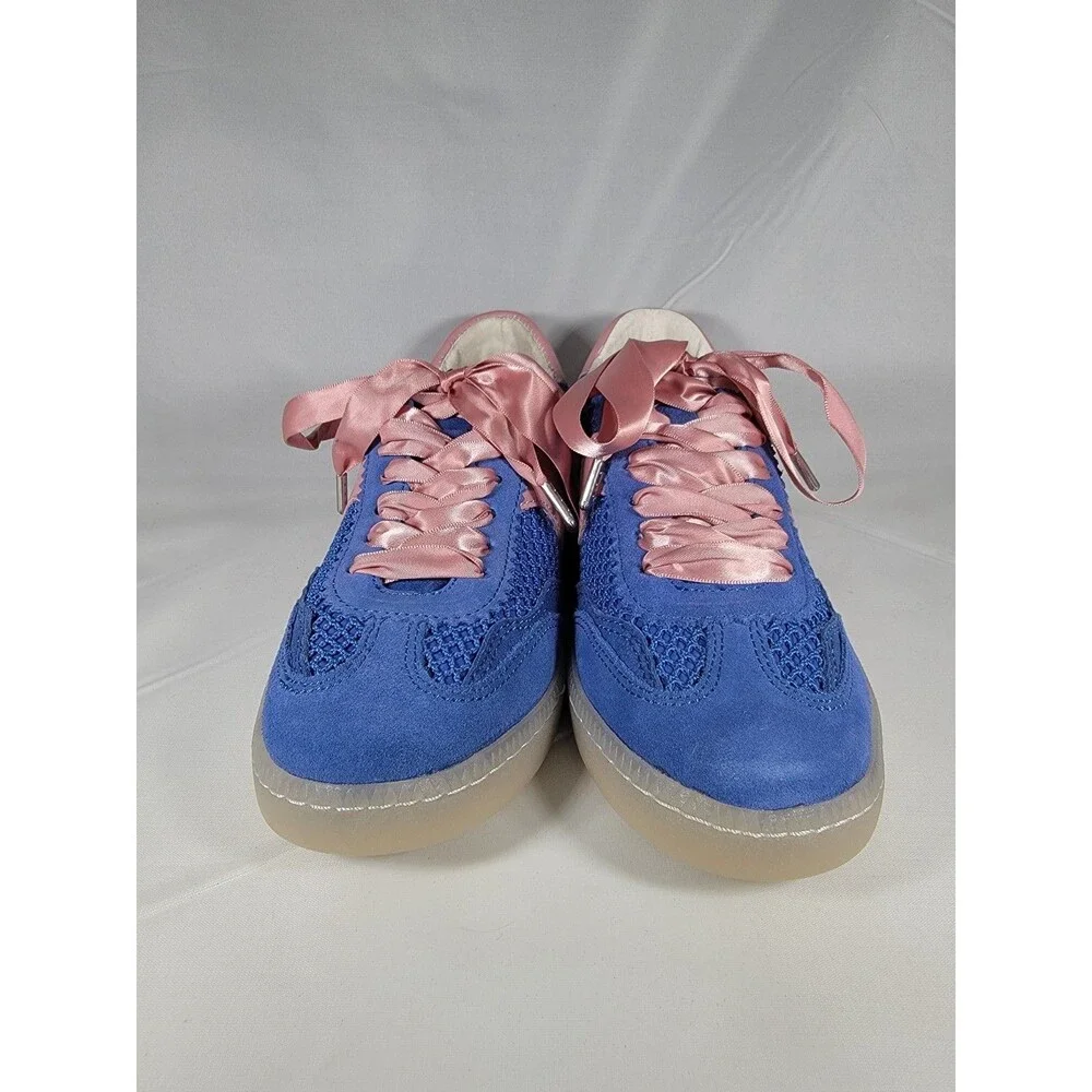 Dolce Vita Notice, Suede & Mesh Size 7 Sneakers Royal Blue w/ pink ribbon lace
